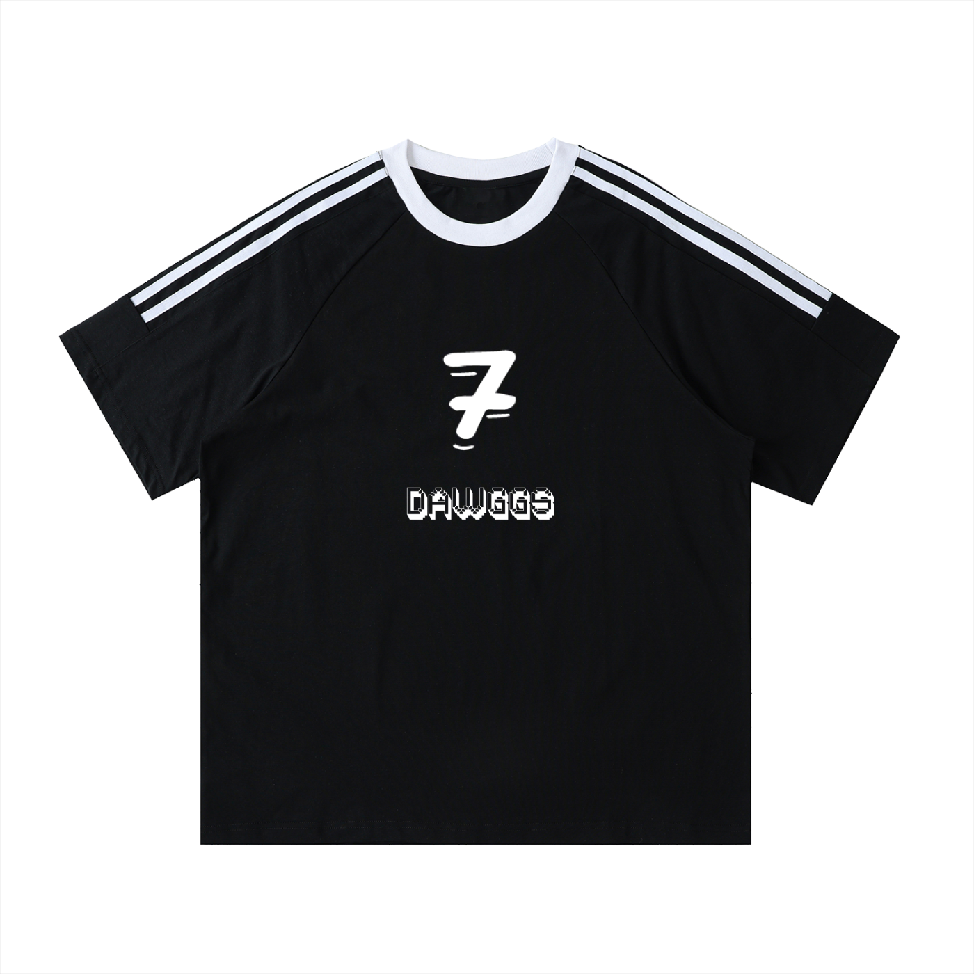 Contrast Tape Crewneck Cotton T-Shirt