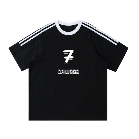 Contrast Tape Crewneck Cotton T-Shirt